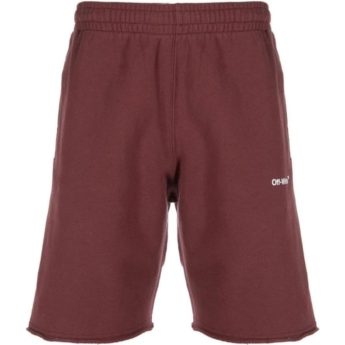 Gebroken witte Diag Helvetica bordeauxrode sweatshort