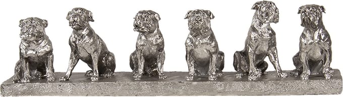 Clayre & Eef Beeld Hond 52x12x14 cm Zilverkleurig Polyresin Woonaccessoires