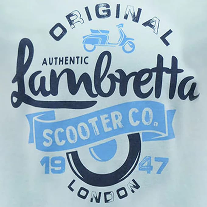 Lambretta Heren Scooter Groot & Lang T-Shirt (Koel Blauw)