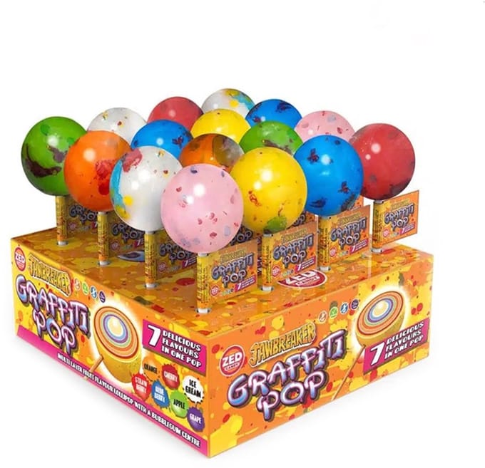 Zed Jawbreaker Graffiti Lolly - 16 lolly's x 55 gram