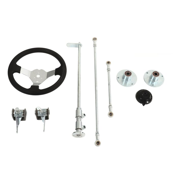 300mm Go-kart Stuurwiel Kit Stuurstang Kogelgewricht Tandheugel As Kit voor 100cc 125cc 140cc 150cc Go-kart Quad black