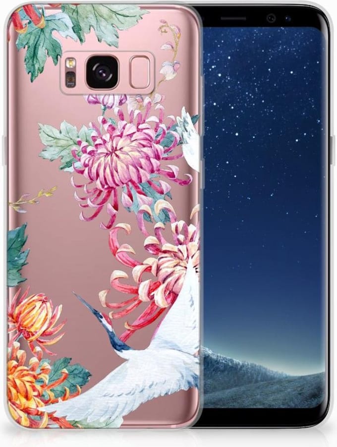 Samsung Galaxy S8 TPU Hoesje Bird Flowers