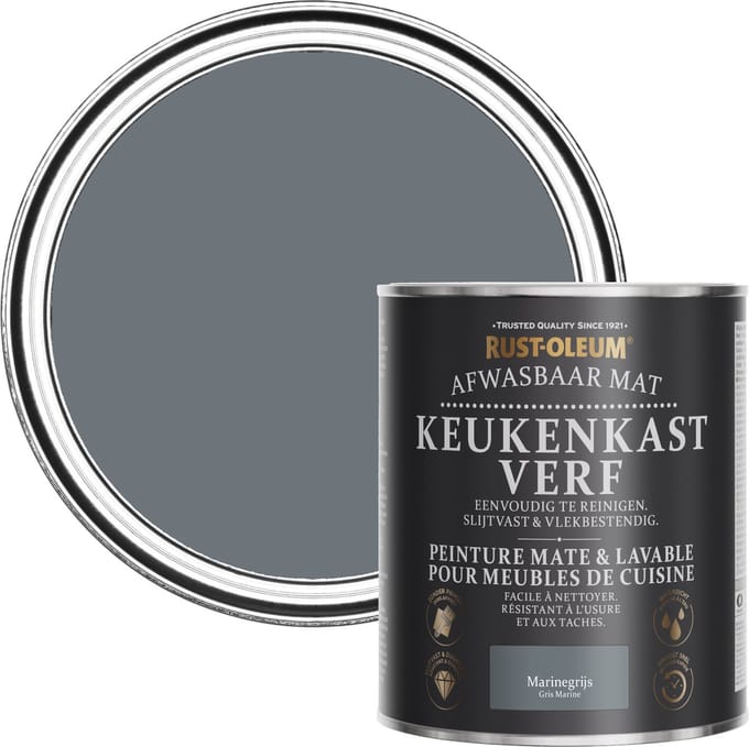 Rust-Oleum Donkergrijs Afwasbaar Mat Keukenkastverf - Marinegrijs 750ml