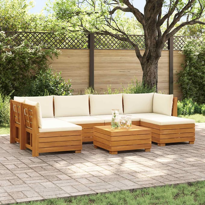 vidaXL - 7 - st - Buiten - bank - set - Massief - Acacia - Hout - Bruin
