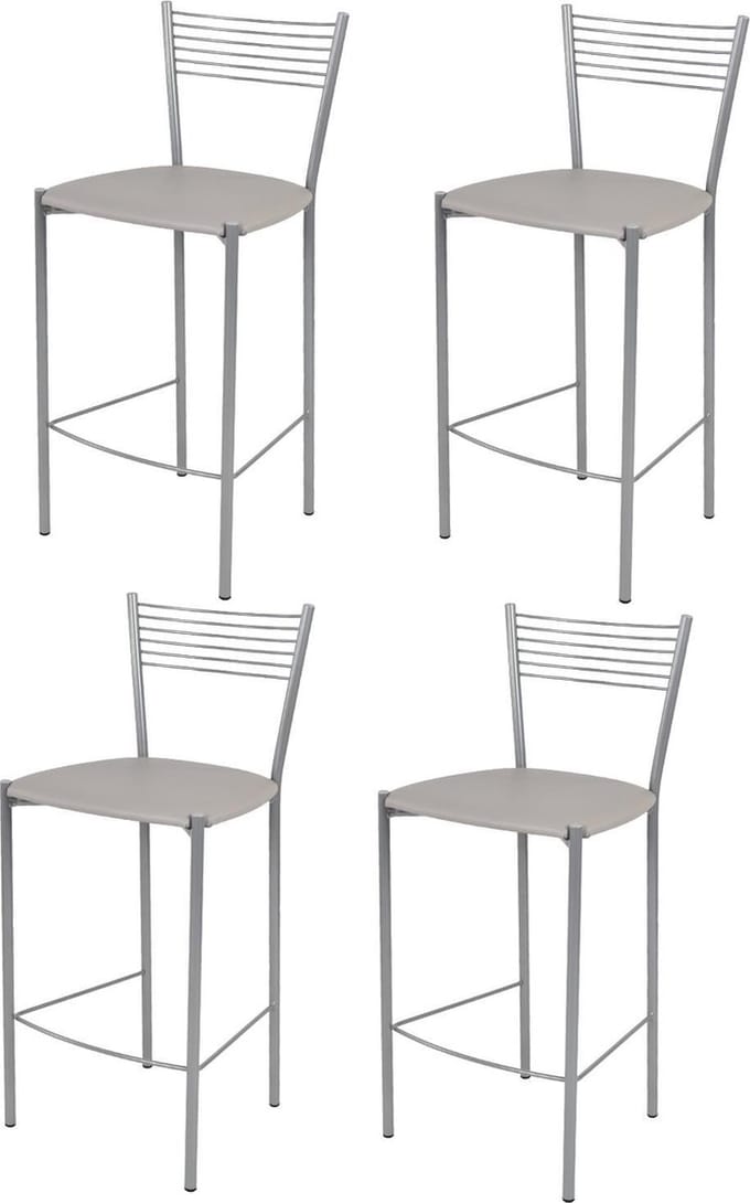 Tommychairs Elegance - Eetkamerstoelen - Set van 4 - Chroom & Cappuccino - Kunstleer