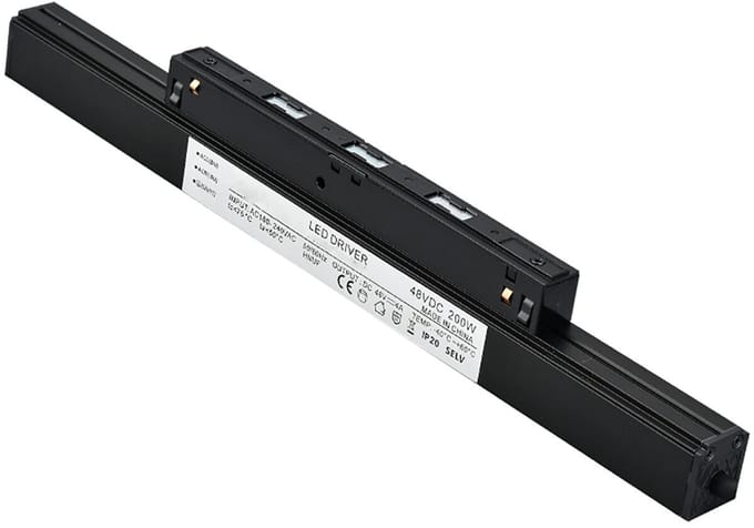 LED Driver voor 48V Magnetische Track Rails - Braytron - Voedingsconnector - 200W - Zwart