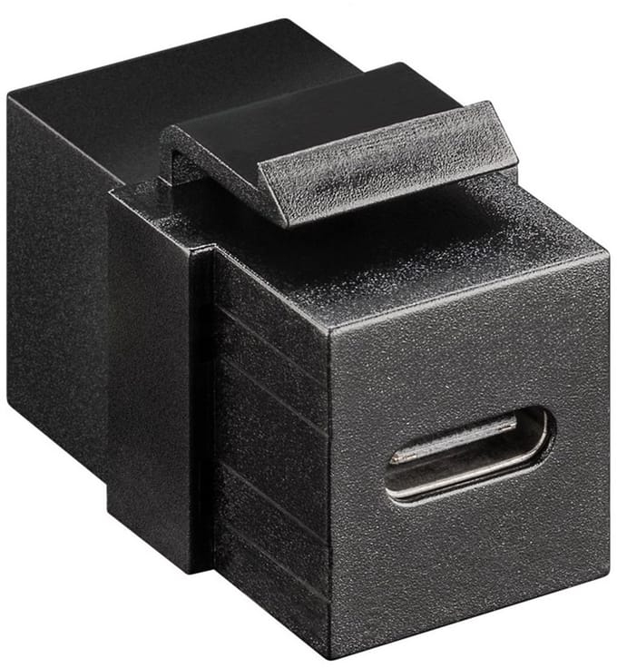 USB-C Keystone voor Patchpaneel - USB-C (v) naar USB-C (v) - Zwart