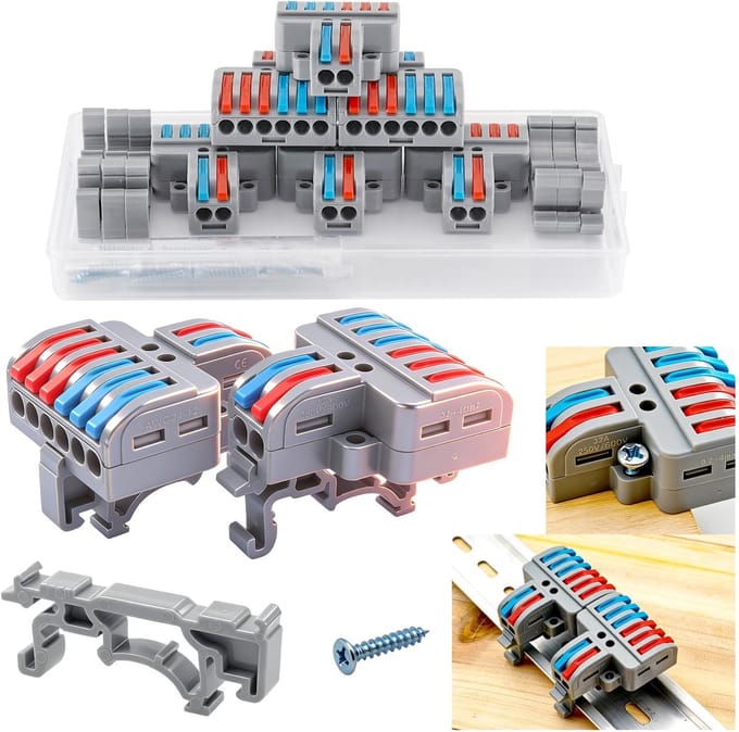Dailygoods - Set van 6 Druk Snelkoppelbare Draadconnectoren 14AWG