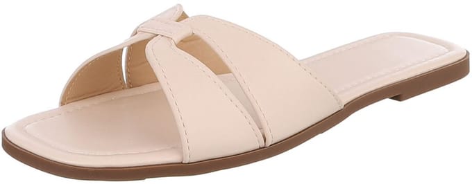 Dames slipper met gekruiste band en platte zool Mt:38