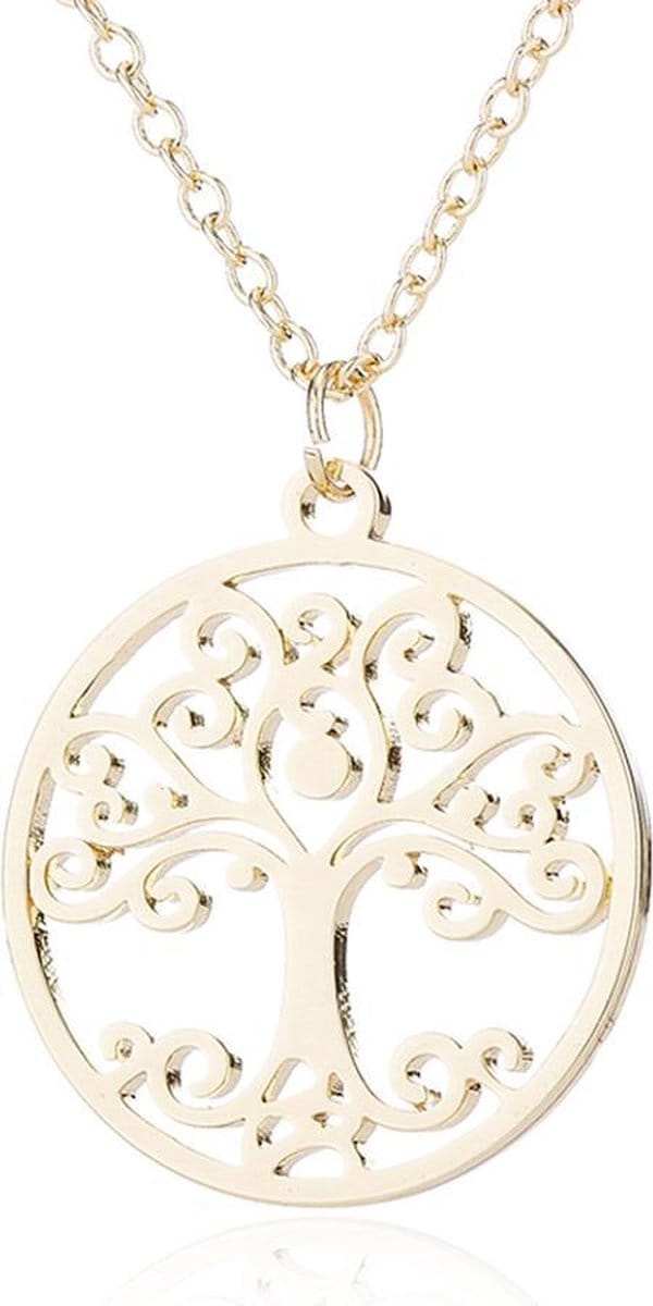 24/7 Jewelry Collection Levensbloem Boom Ketting - Mandala - Cirkel - Goudkleurig