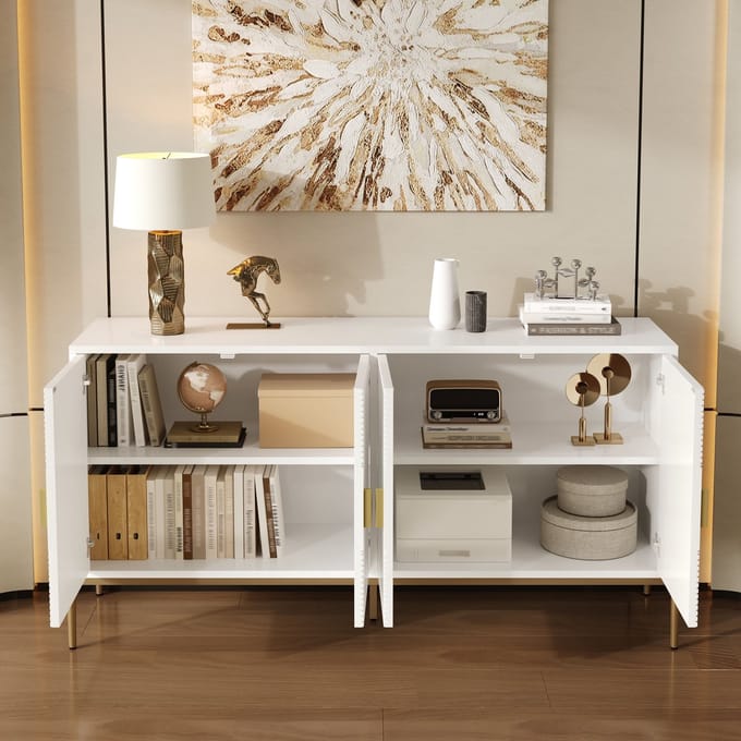 Moderne dressoirkast 162 x 40 x 80 cm - opbergkast - kast - ladekast - wit