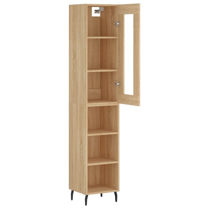 vidaXL - Hoge - kast - 34,5x34x180 - cm - bewerkt - hout - sonoma - eikenkleurig