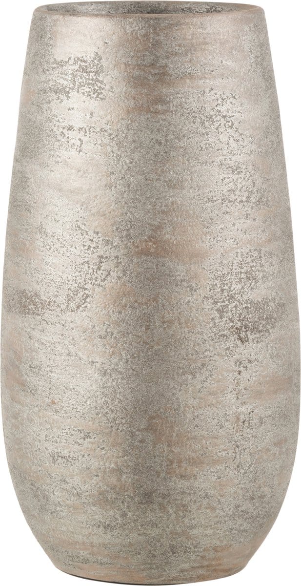 J-Line vaas Oneffen Ruw - keramiek - zilver - large - 41 cm hoog
