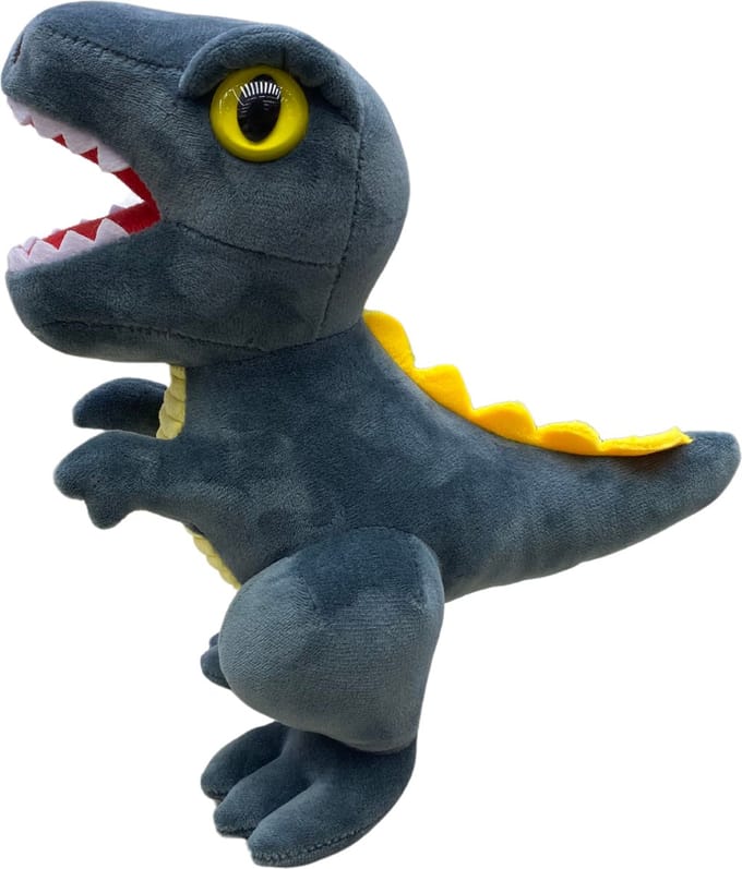 Dotti Bear & Friends - Dinosaurus pluche - 20 cm - Dino Donkergrijs knuffel