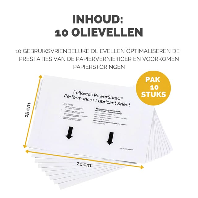 Olievellen voor papiervernietiger Fellowes Powershred Performance+ 10 vel
