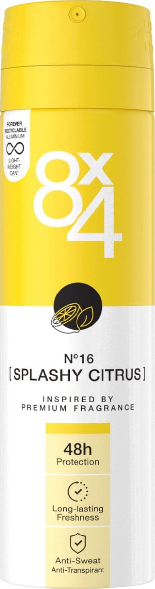 8 x 4 Deospray - Splashy Citrus - Deodorant - Citrusgeur - 150 ml