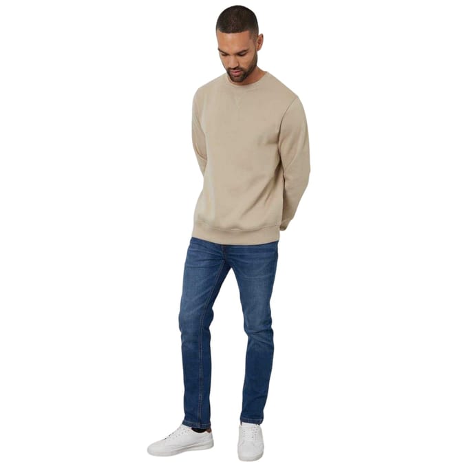 Threadbare Heren Crew Neck Regular Sweatshirt met lange mouwen (Nieuwe steen)