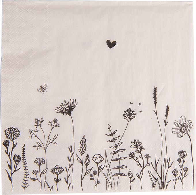 Clayre & Eef Servetten Papier Set van 20 33x33 cm (20) Beige Papier Bloemen