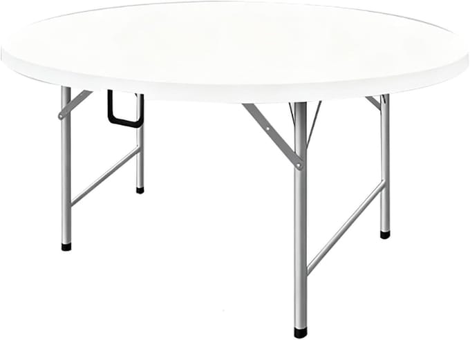 Ronde Klaptafel - Opvouwbaar Tafel - Feest Picknick - Ruimtebesparend Ontwerp - 120 cm - Wit