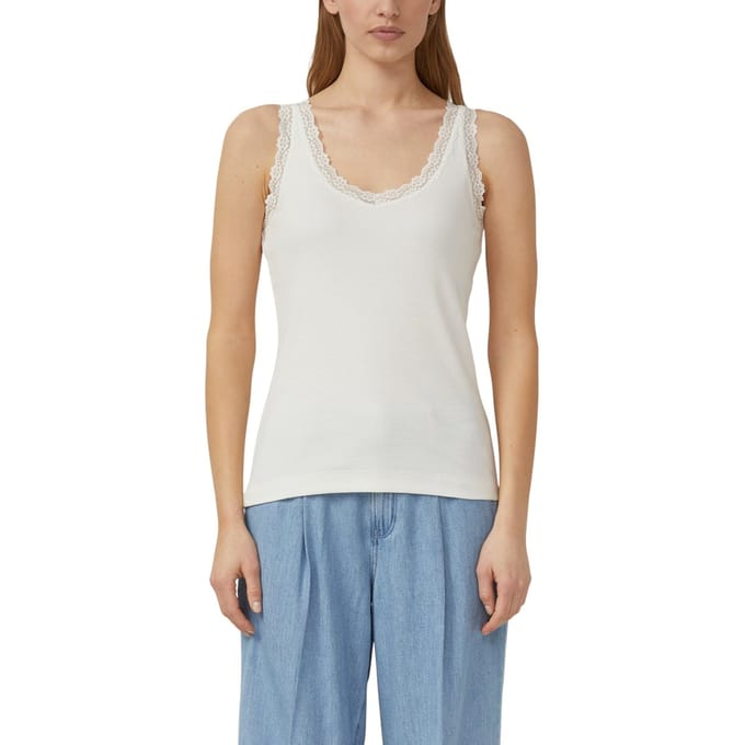 V-hals Jersey T-shirt met Elastiek en Kanten Details Dames s.Oliver