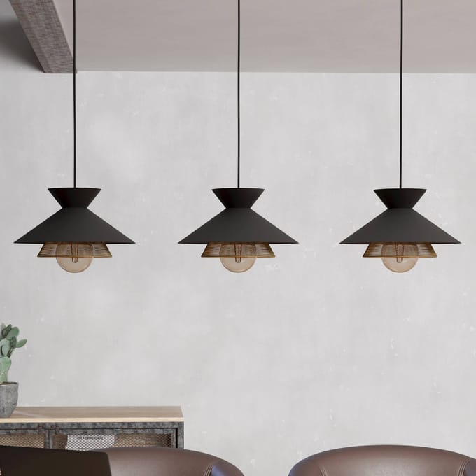 EGLO Grizedale Hanglamp - E27 - 96 cm - Zwart|Goud - Staal