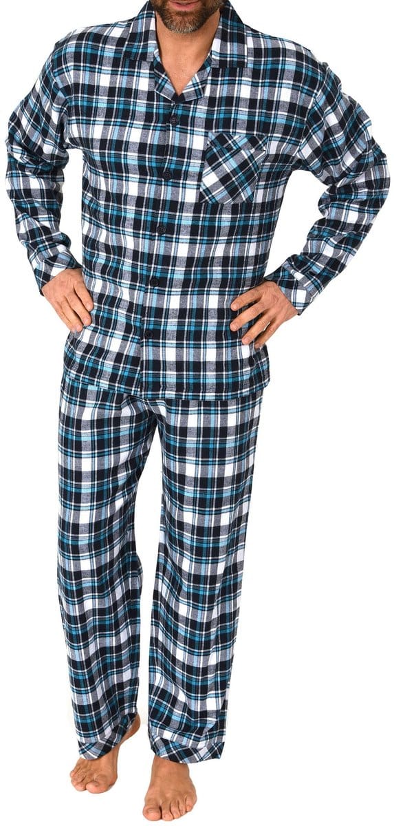Normann herenpyjama van flanel in een elegante geruite look - ook in grote maten