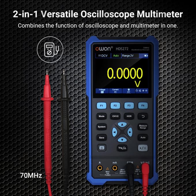 OWON 2-in-1 Handheld Oscilloscoop Multimeter 2 Kanalen Lab Oscilloscoop Digitaal True-RMS EU Plug