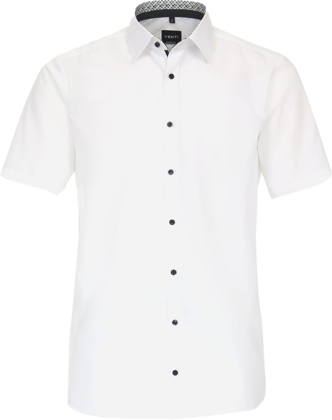 VENTI modern fit overhemd - korte mouw - popeline - wit - Strijkvrij - Boordmaat: 41