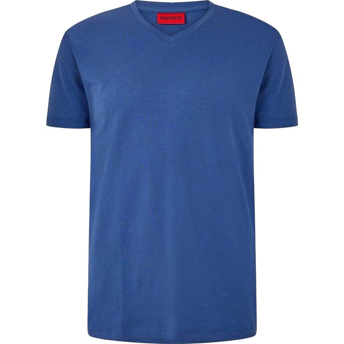 Hugo Heren effen V-hals T-shirt (Medium Blauw)