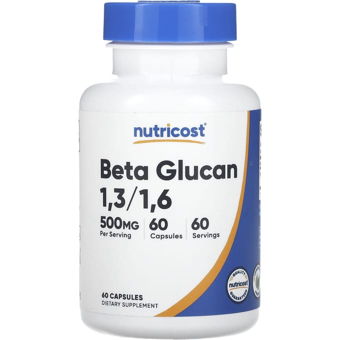 Nutricost, bêta-glucane 1,3/1,6, 500mg, 60 gélules