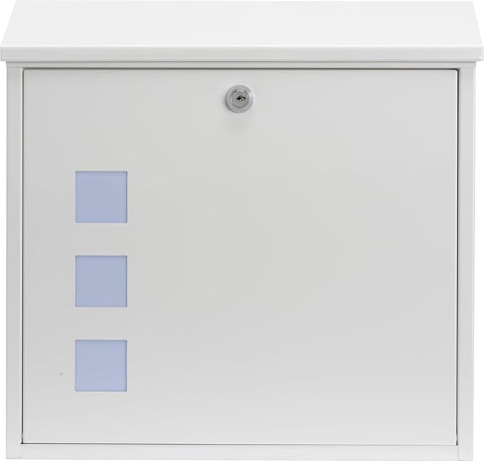 Aire Wandmontage Gegalvaniseerd Staal Afsluitbare Weerbestendige Postbox - Wit - 37x36x11cm