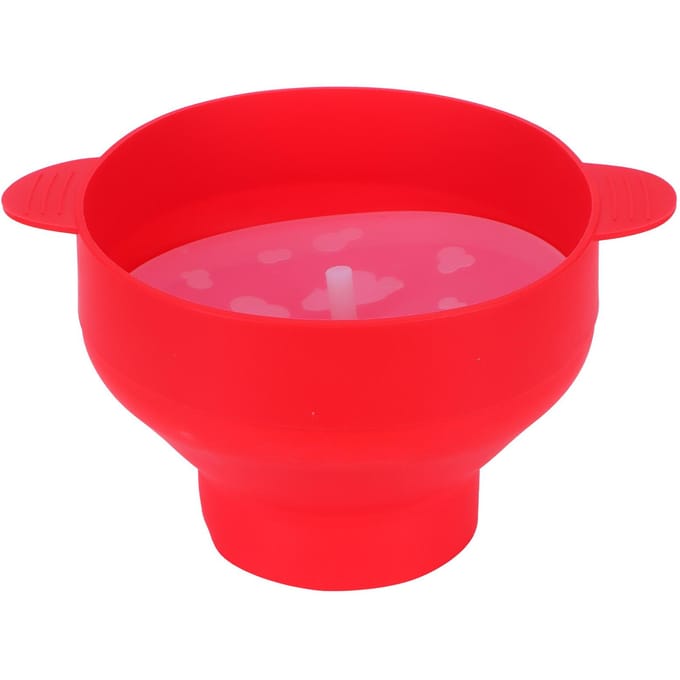 Popcorn Emmer Opvouwbare Siliconen DIY Popcorn Maker Kom met Deksel Keukenaccessoire(Met HandvatRood )