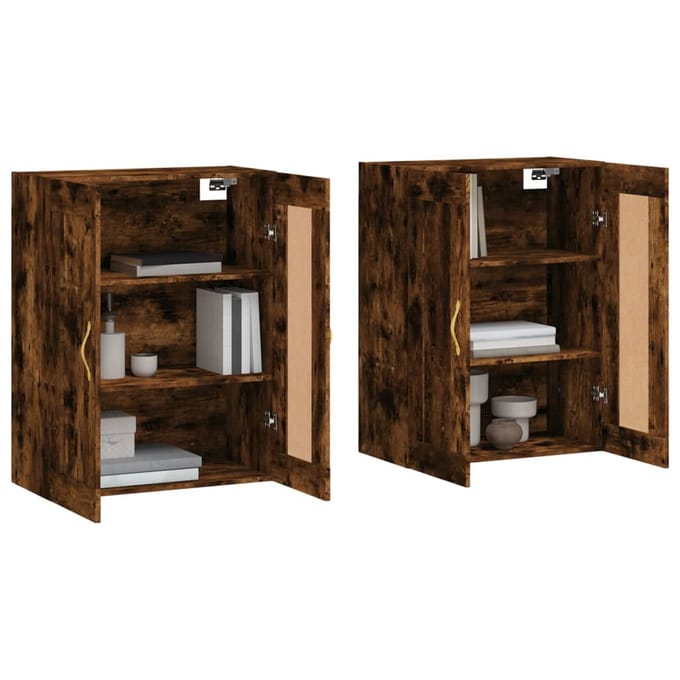 vidaXL - Hangkasten - 2 - st - bewerkt - hout - gerookt - eikenkleurig