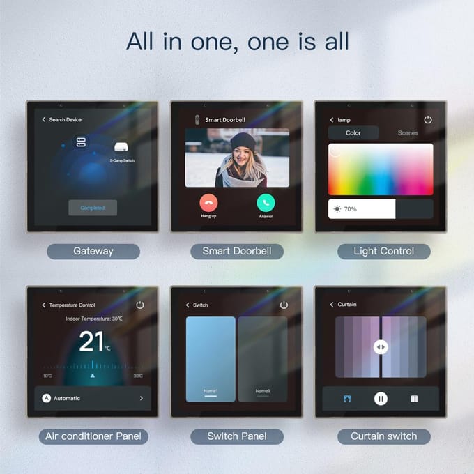 Tuya WiFi+Zigbee Intelligent Touchscreen Centrale Bedieningspaneel Spraakbesturing Ingebouwd zwart