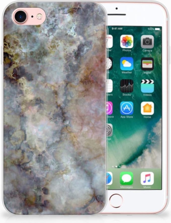 iPhone SE 2022 | SE 2020 | 8 | 7 TPU Siliconen Hoesje Marmer Grijs