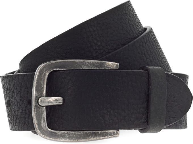 Vanzetti Leren Riem Denim Love 40mm Full Leather Belt W100 Black Zwart