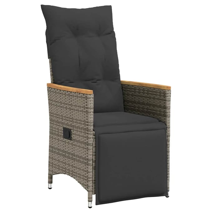 vidaXL - Tuinstoelen - 2 - st - verstelbaar - met - kussens - poly - rattan - grijs