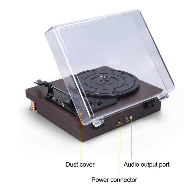 Retro Vinyl Platenspeler Platenspeler met Stofkap Klassieke Nostalgische Stijl Platenspeler UK Plug veelkleurig