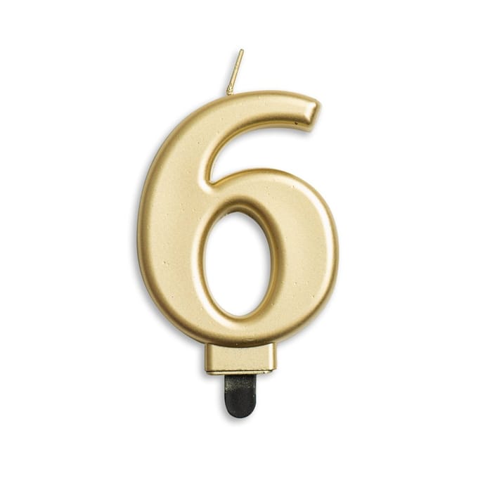 Wefiesta Verjaardagskaars Cijfer 6 Wax 7,8 Cm Goud