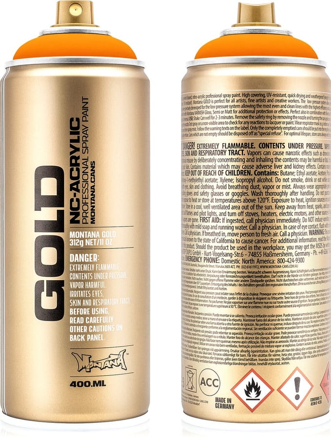 Montana GOLD Fluor Verf ORANJE spuitbus 400ml