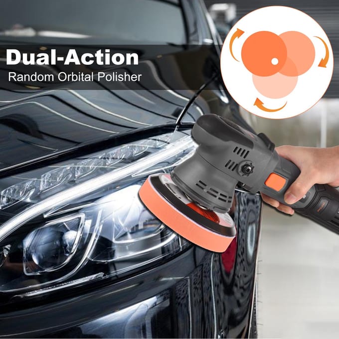Bufferpolijstmachine, 5-inch 750W 6.5A polijstmachine voor autodetailing, willekeurige orbitale autobufferpolijstmachine US Plug grijs