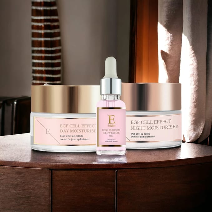 EGF Cel Effect Dag Moisturizer + EGF Cel Effect Nacht Moisturier + Rozenbloesem gezichtsolie 30ml