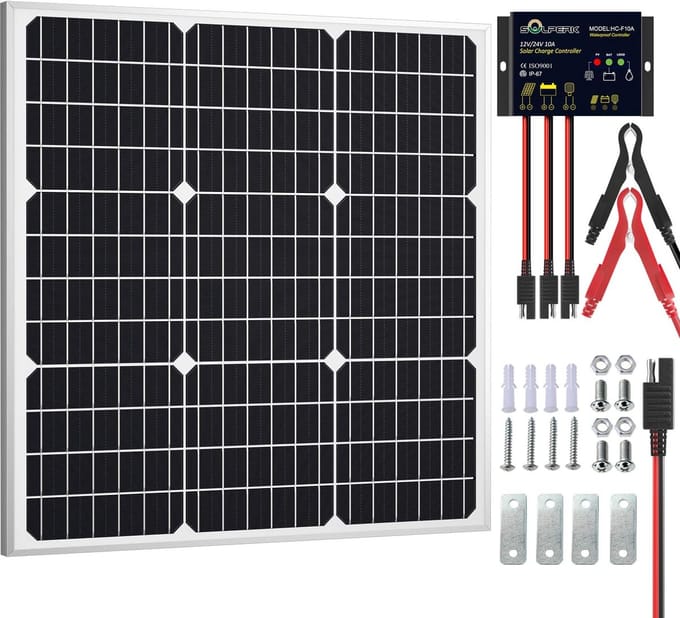 Zonnepaneel Kit - Zonneoplader Onderhouder - Accu Opladen - Waterdichte Controller - 54x54x2.5 cm