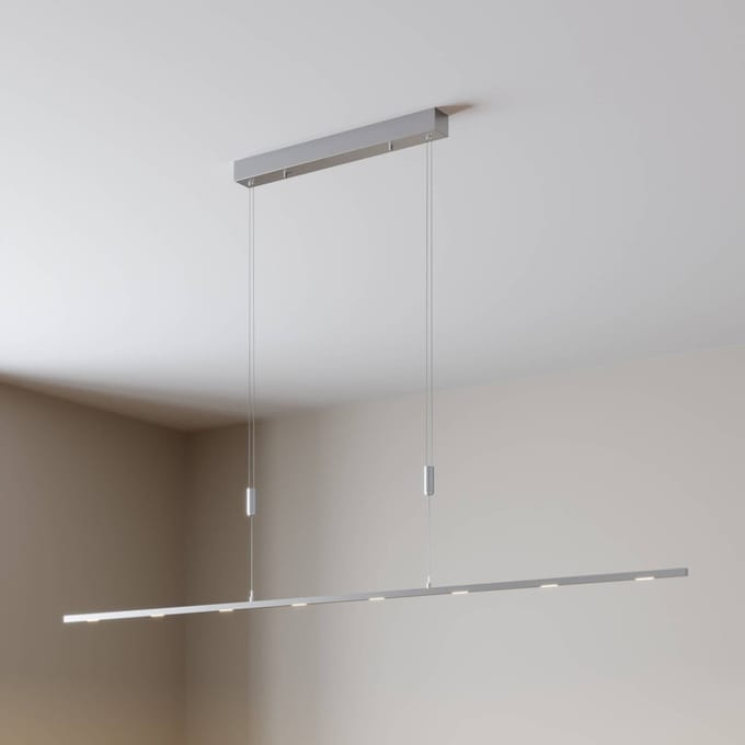 Lucande LED hanglamp Arnik, 180 cm, nikkelkleurig, dimbaar