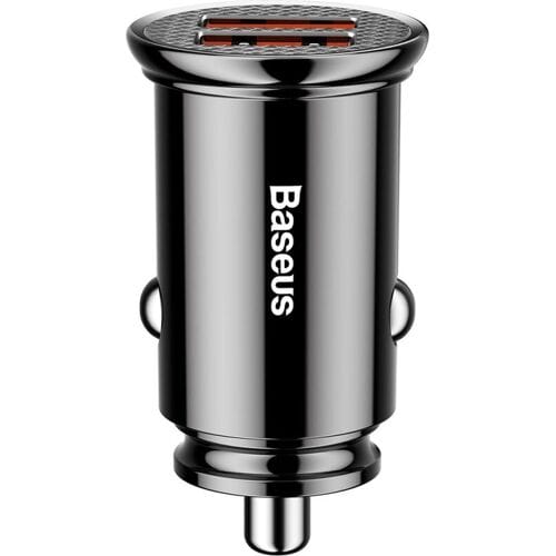 Baseus Mini Dubbele USB Autolader QC 3.0 30W Snellader Zwart