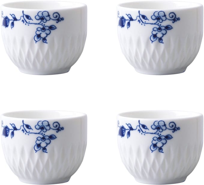 Heinen Delfts Blauw - Eierdopje Blauw Vouw - Porselein - 5 cm - 4 stuks
