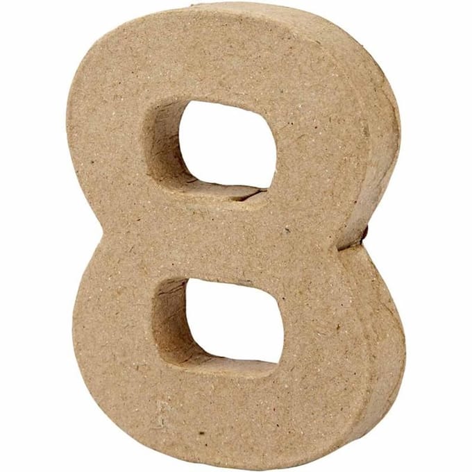 Cijfer, 8, H: 10 cm, B: 7,6 cm, dikte 1,7 cm, 1 stuk