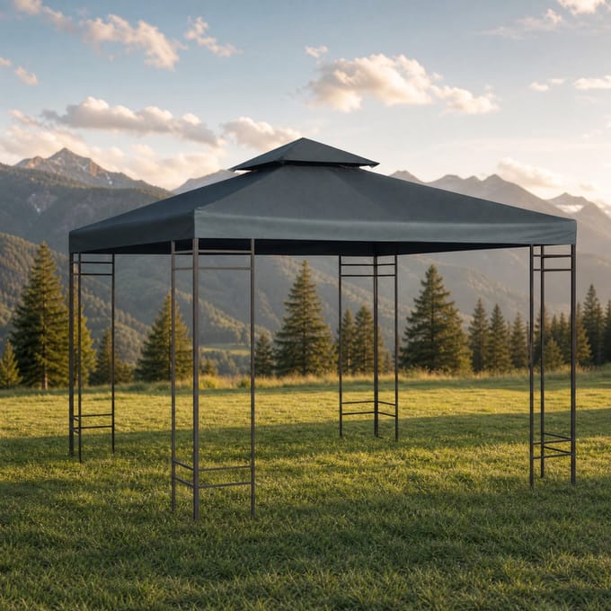 REDOM Vervangingsdak voor Paviljoen 3x3 m – Dubbel Dak – Waterafstotend – Polyester – Grijs