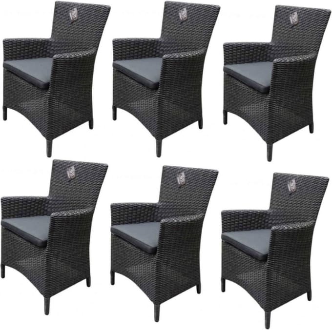 Capri dining tuinstoel antraciet set van 6