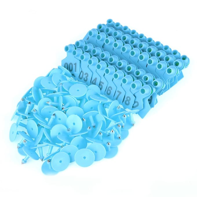 1-100 Nummer Plastic Vee Oormerk Dierlabel voor Geit Schaap Varken Blauw